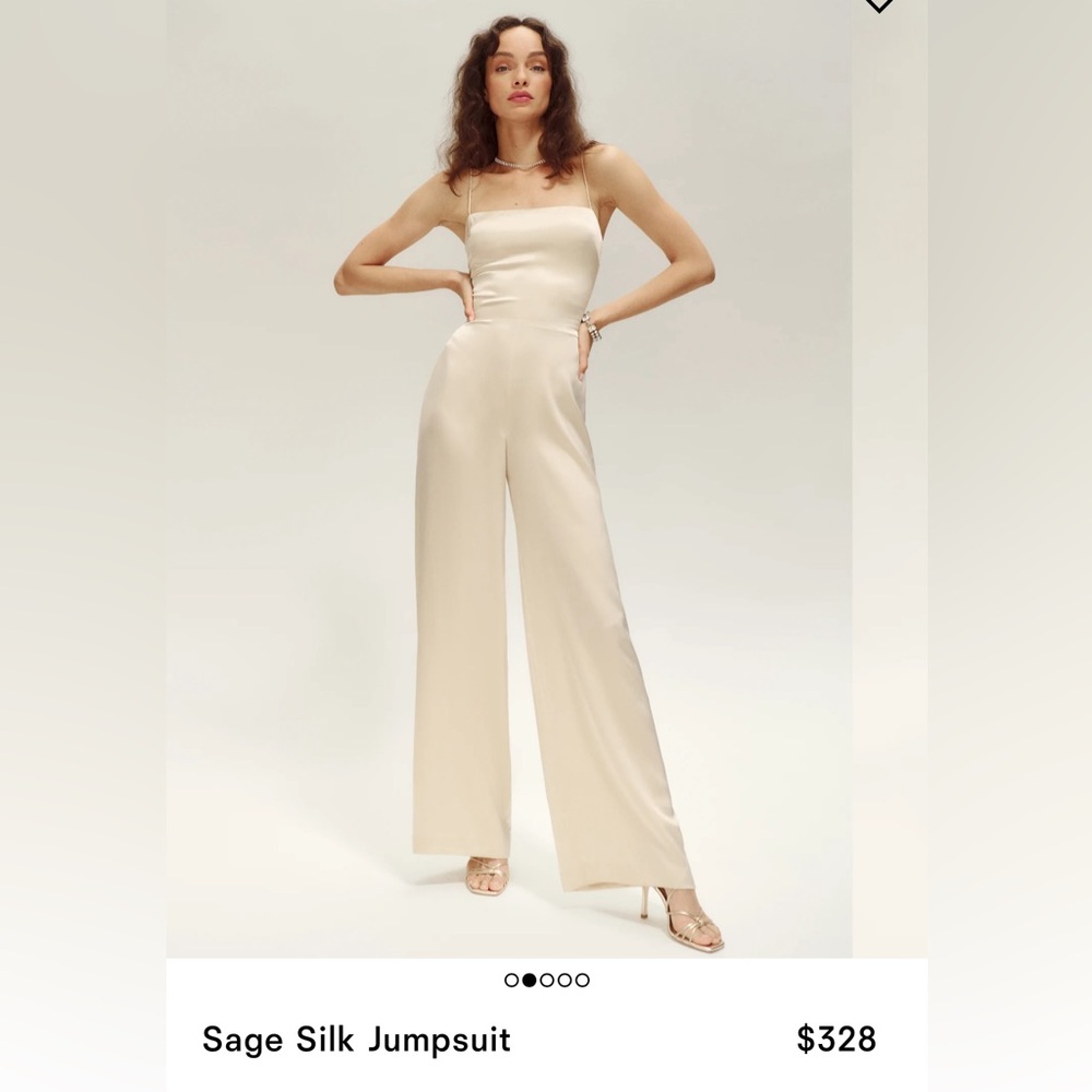 Reformation Sage Silk Jumpsuit